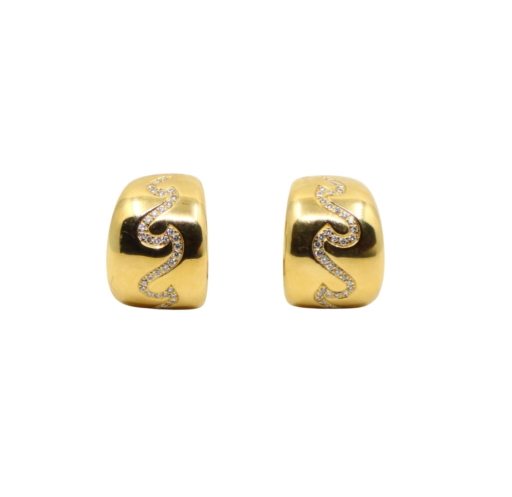 Van Cleef & Appels  18K Gold Diamond Hoop Earrings