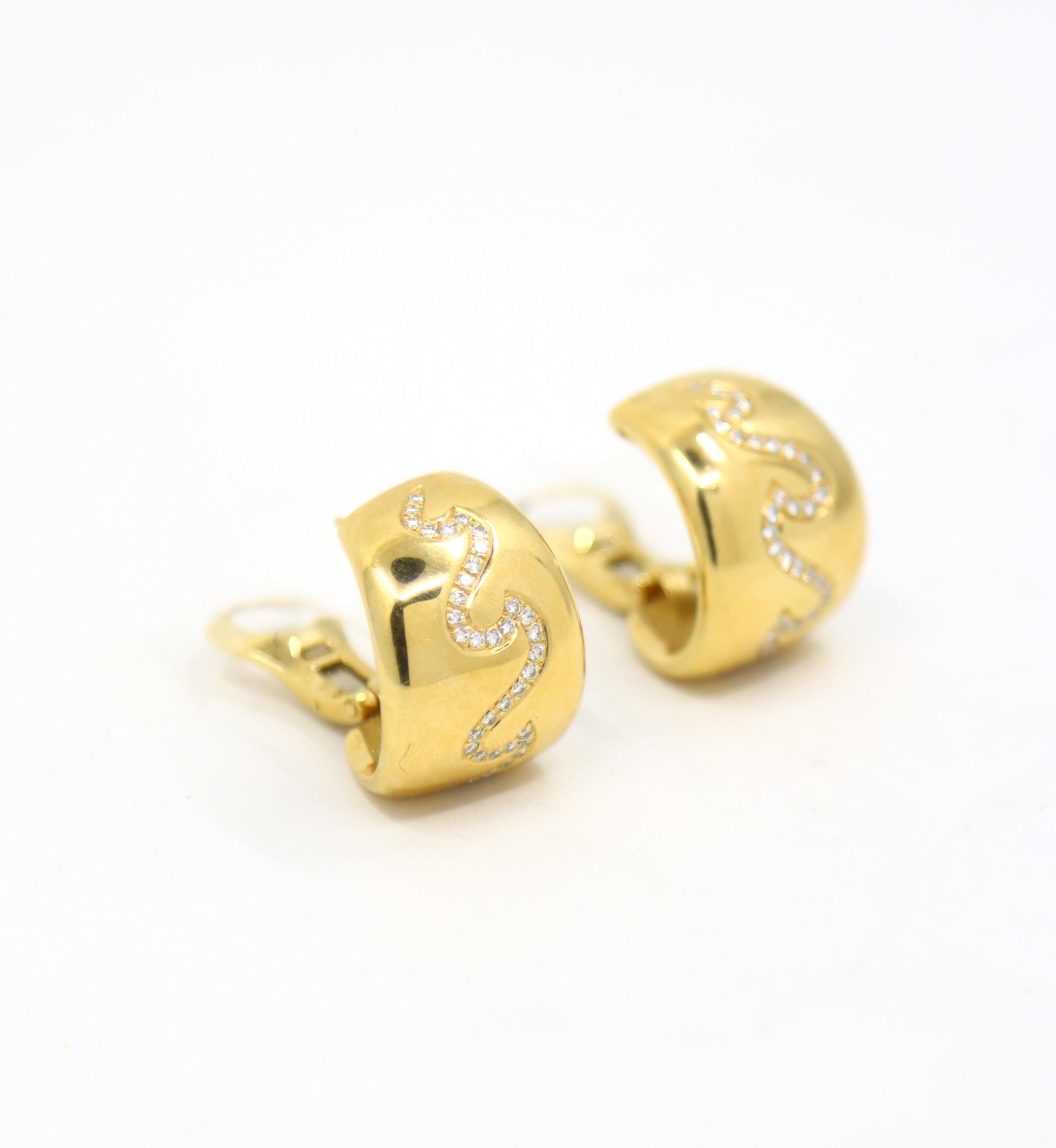 Van Cleef & Appels  18K Gold Diamond Hoop Earrings