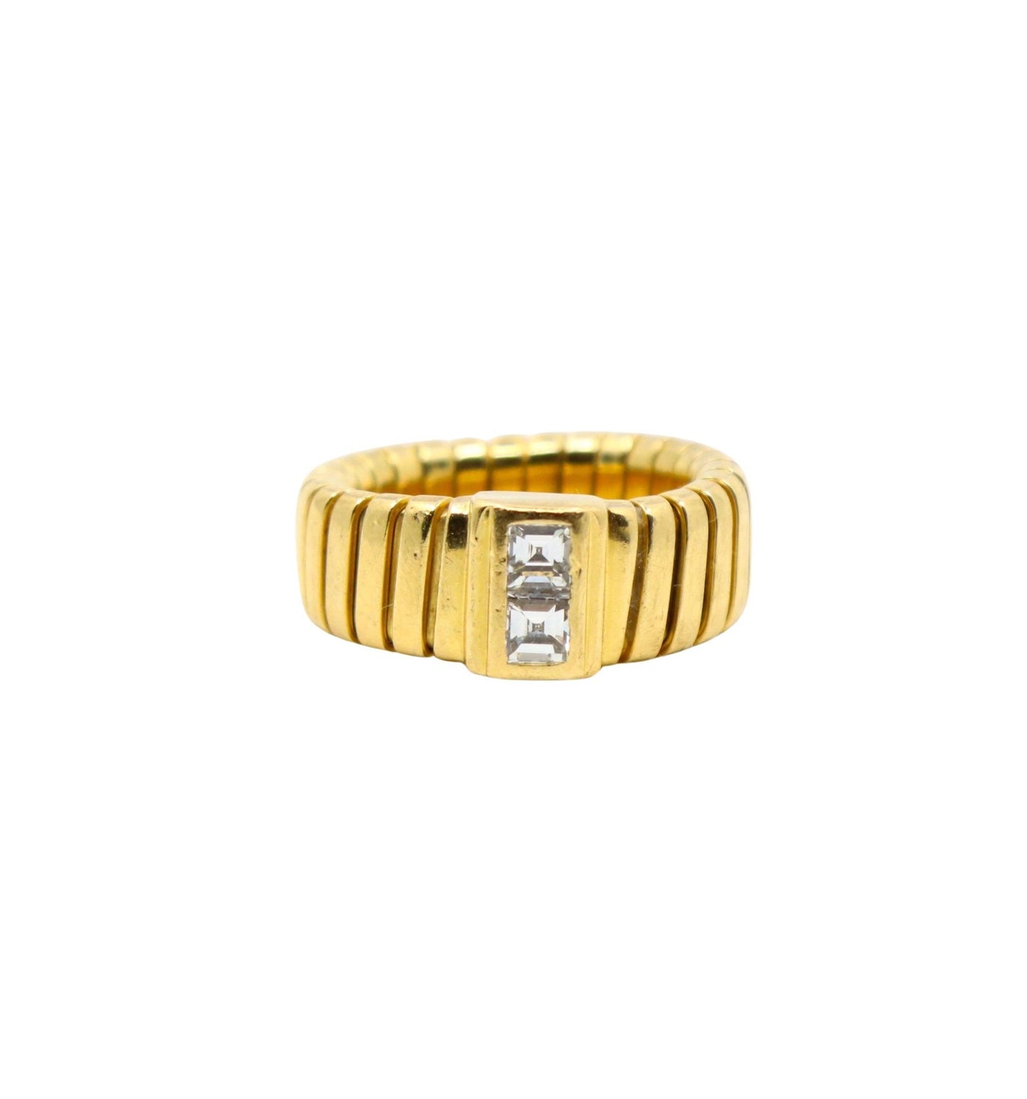 Bulgari 18K Yellow Gold Tubogas Diamond Ring