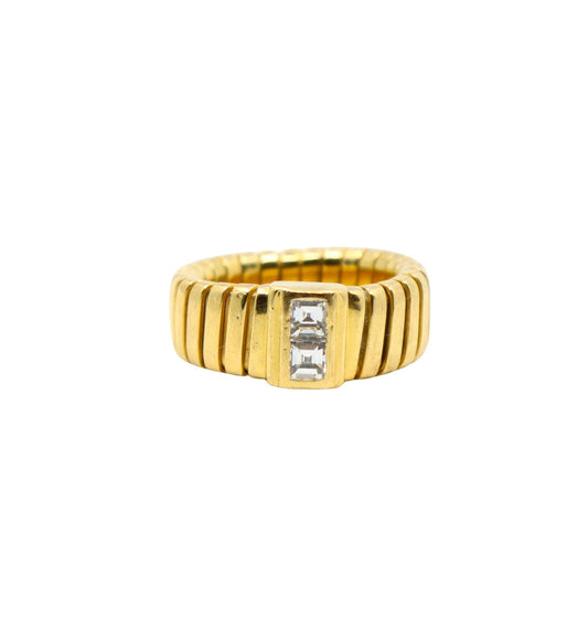 Bulgari 18K Yellow Gold Tubogas Diamond Ring