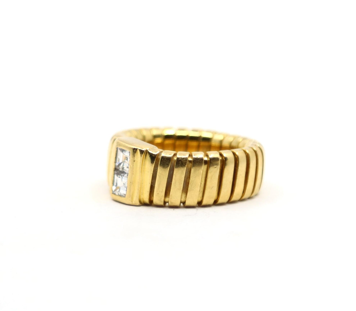 Bulgari 18K Yellow Gold Tubogas Diamond Ring