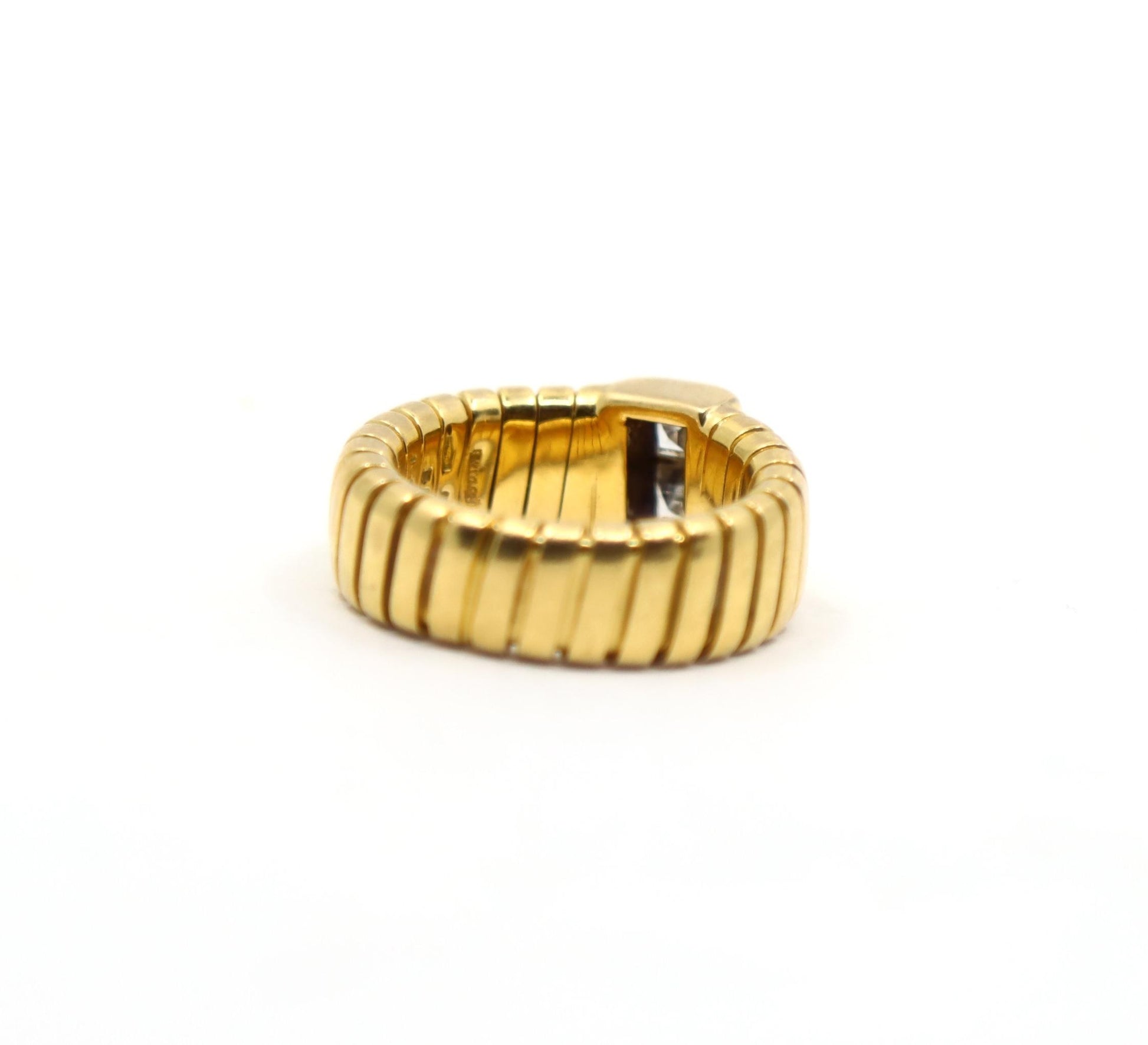 Bulgari 18K Yellow Gold Tubogas Diamond Ring