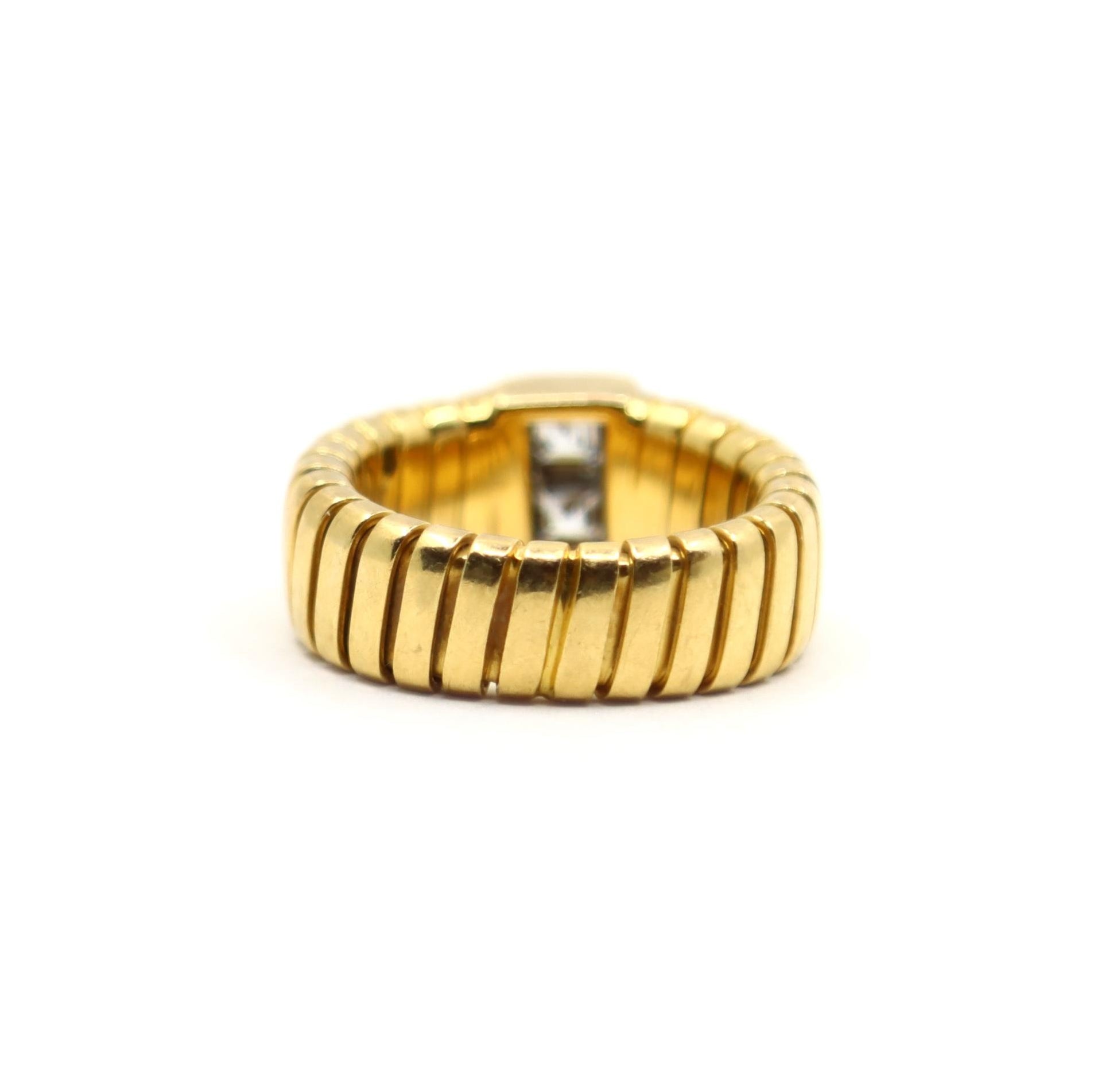 Bulgari 18K Yellow Gold Tubogas Diamond Ring