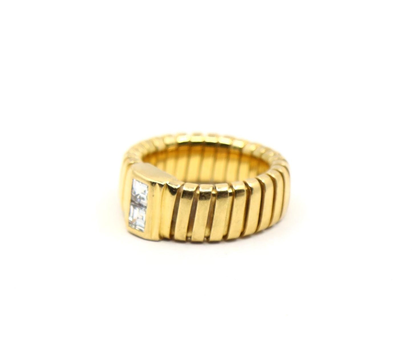 Bulgari 18K Yellow Gold Tubogas Diamond Ring