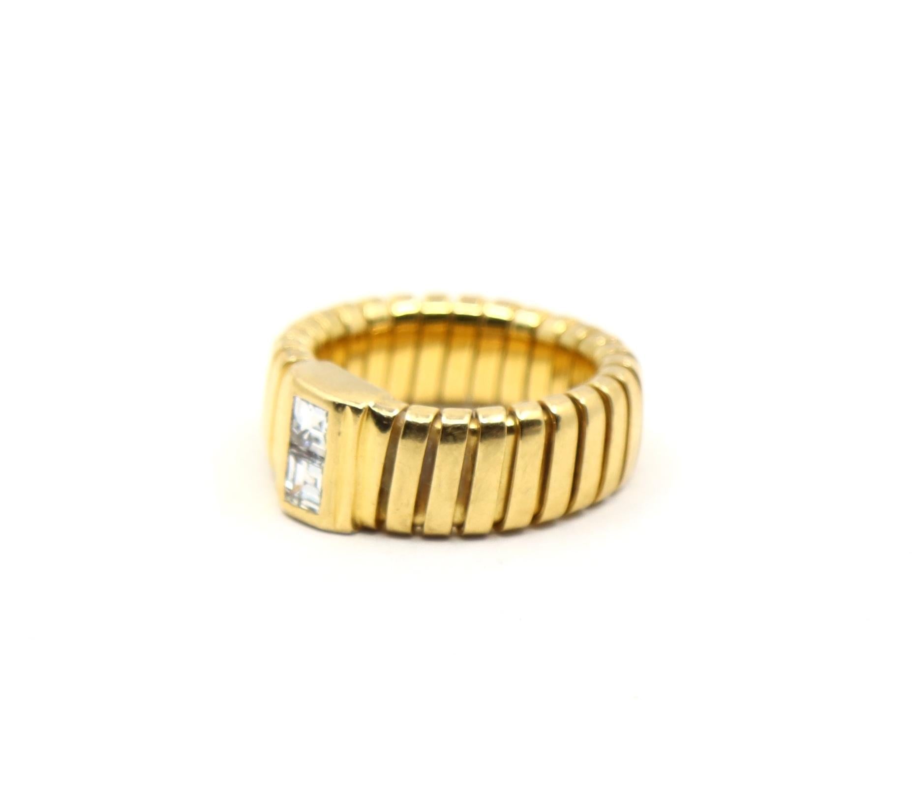 Bulgari 18K Yellow Gold Tubogas Diamond Ring