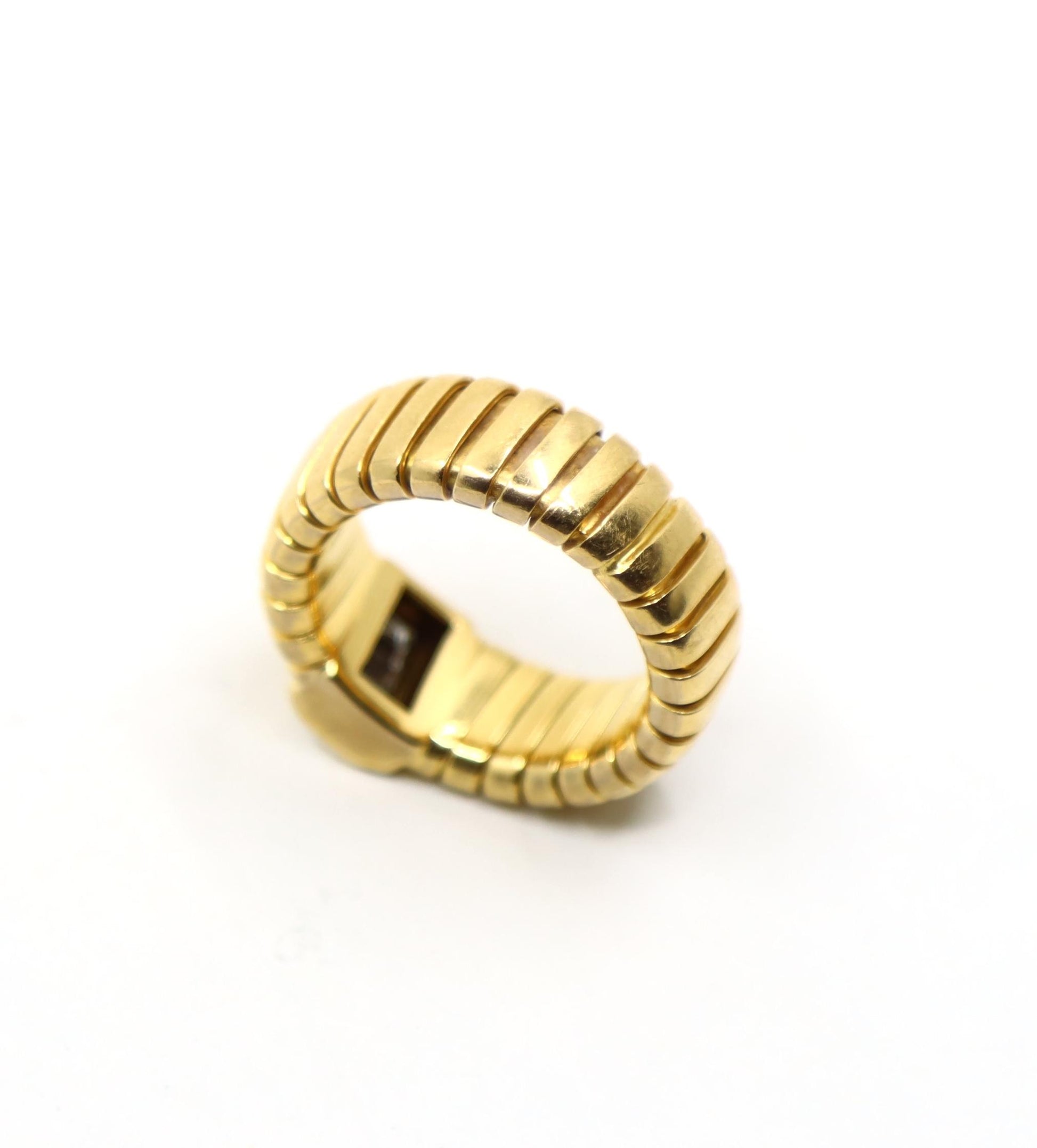 Bulgari 18K Yellow Gold Tubogas Diamond Ring