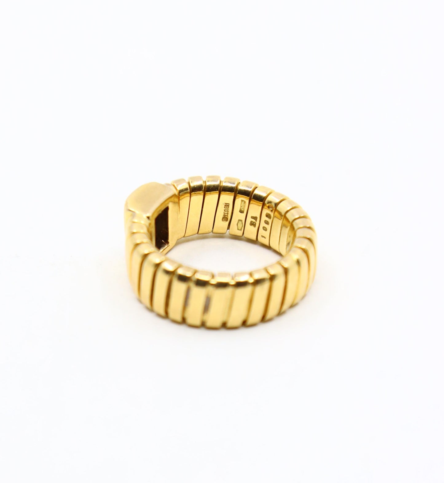 Bulgari 18K Yellow Gold Tubogas Diamond Ring