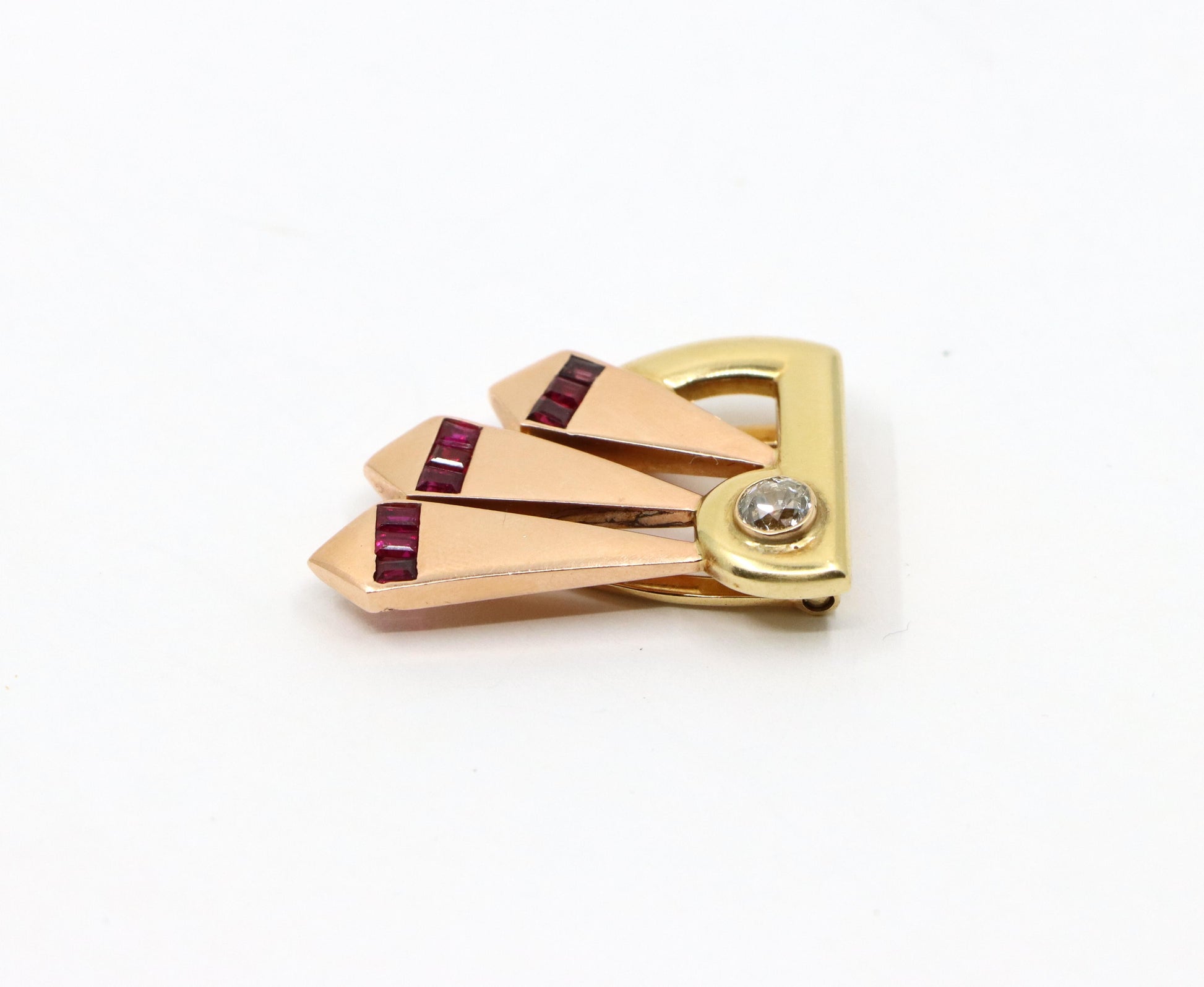 Cartier 14k Yellow & Rose Gold Diamond Ruby Clip