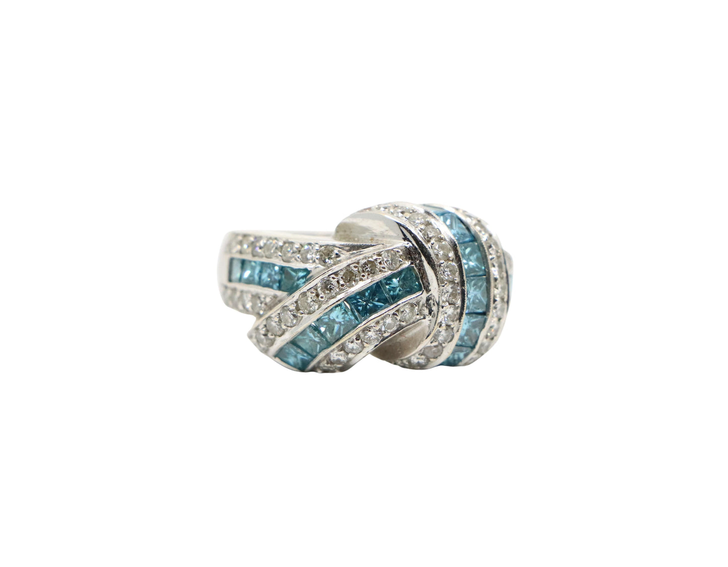 Platinum White & Blue Diamond Ring