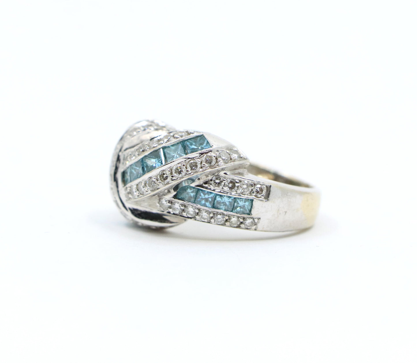 Platinum White & Blue Diamond Ring