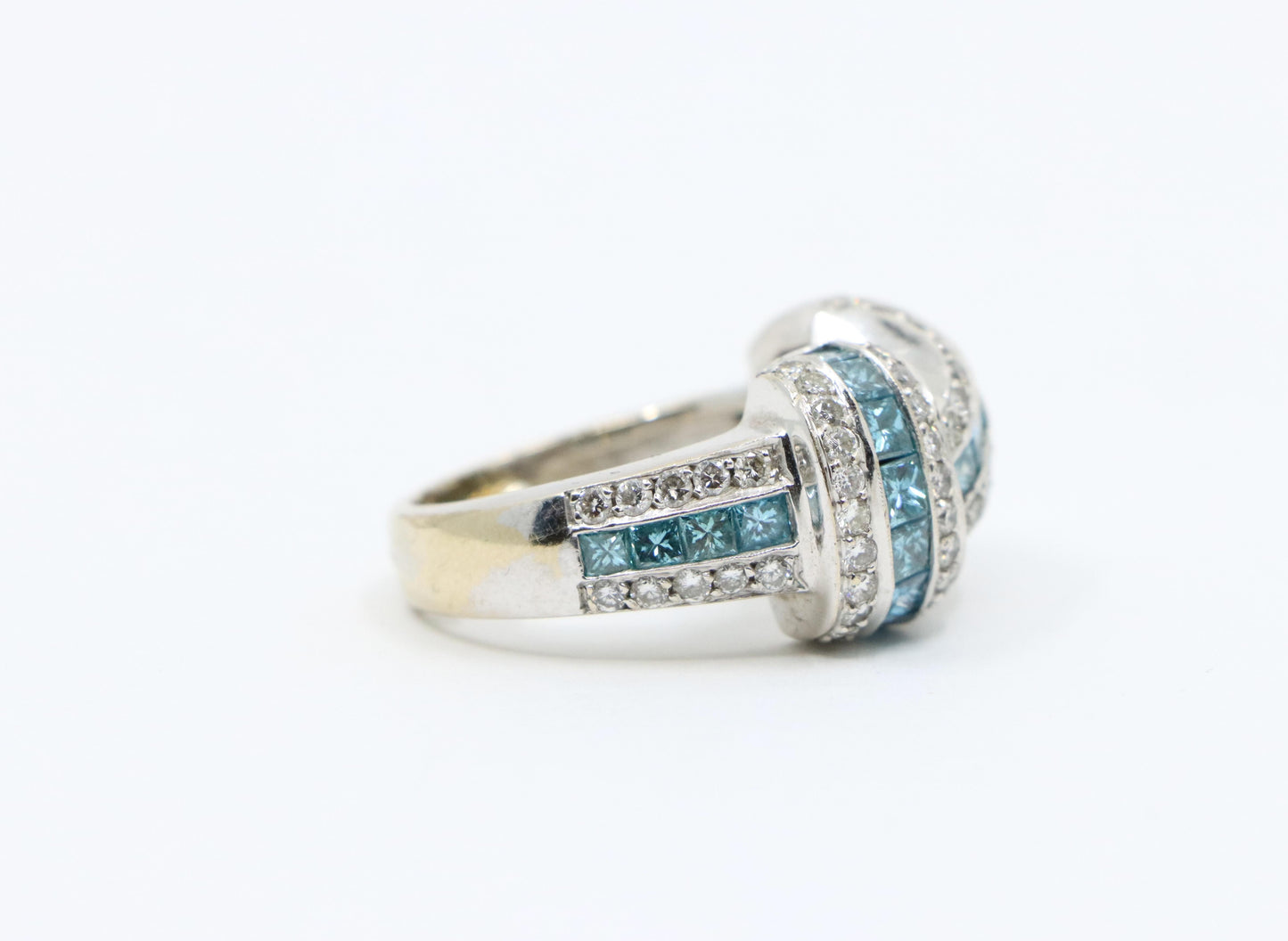 Platinum White & Blue Diamond Ring