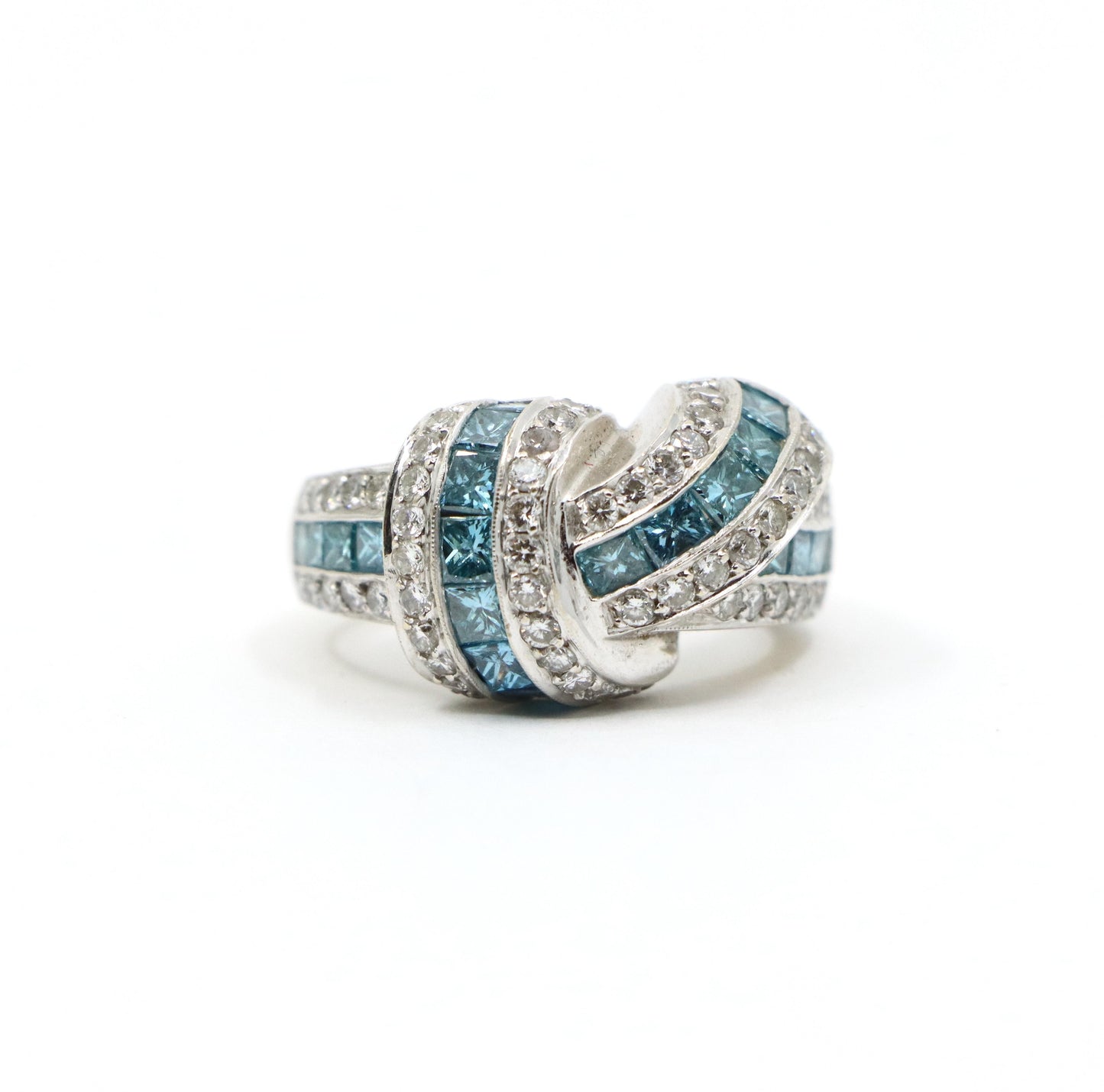 Platinum White & Blue Diamond Ring