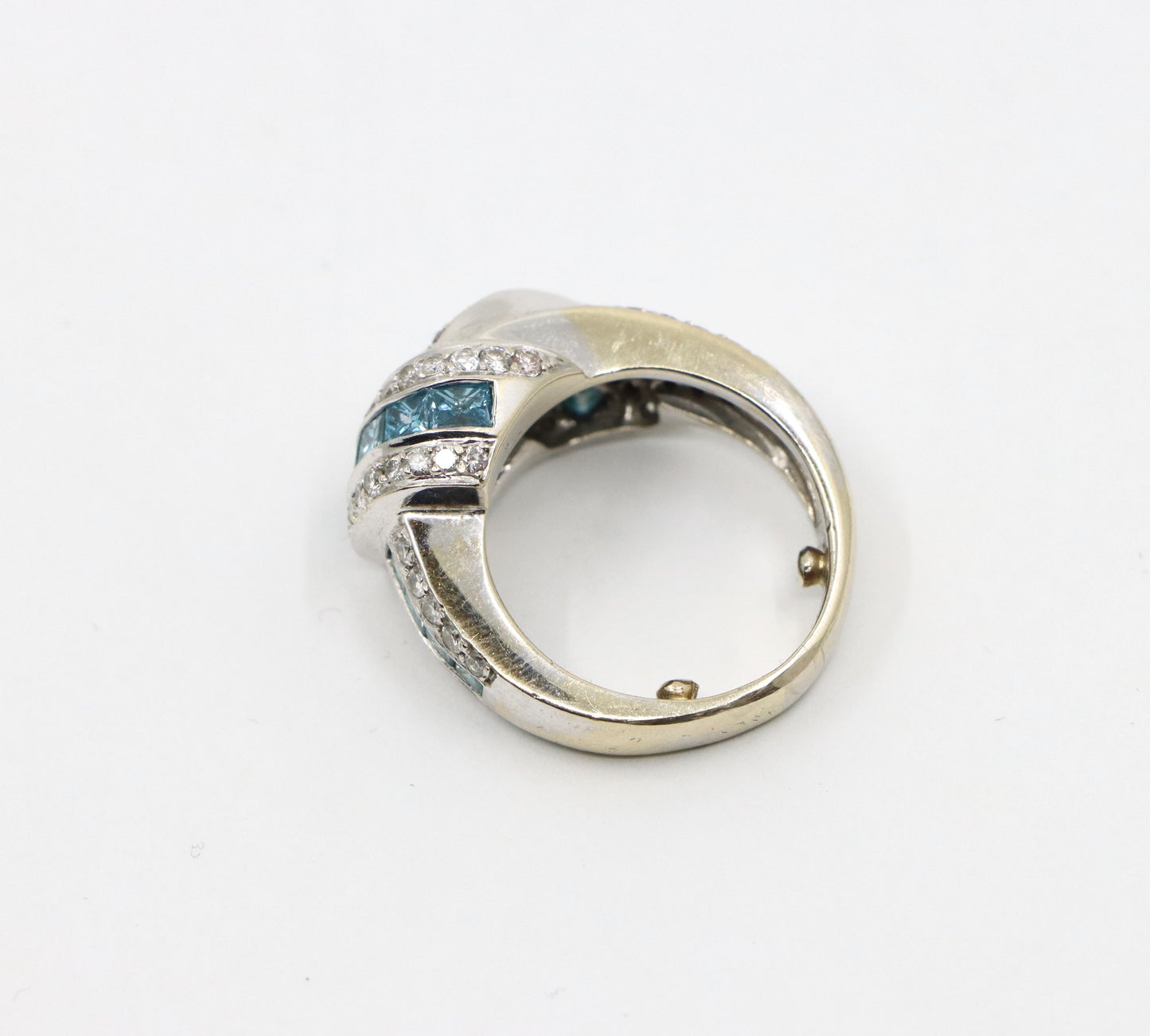 Platinum White & Blue Diamond Ring