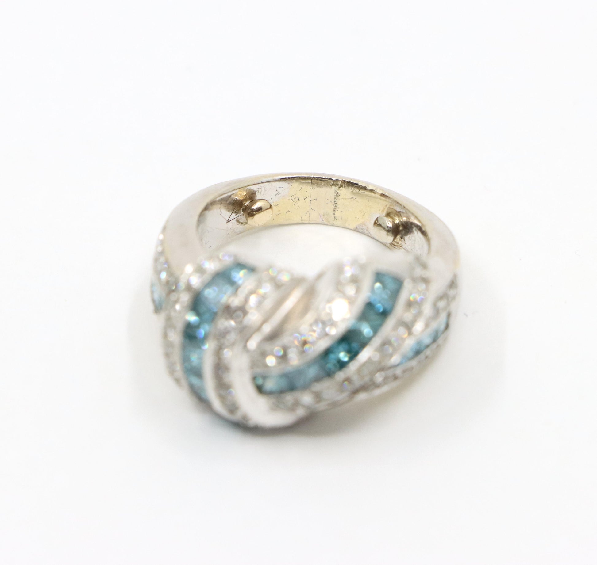 Platinum White & Blue Diamond Ring