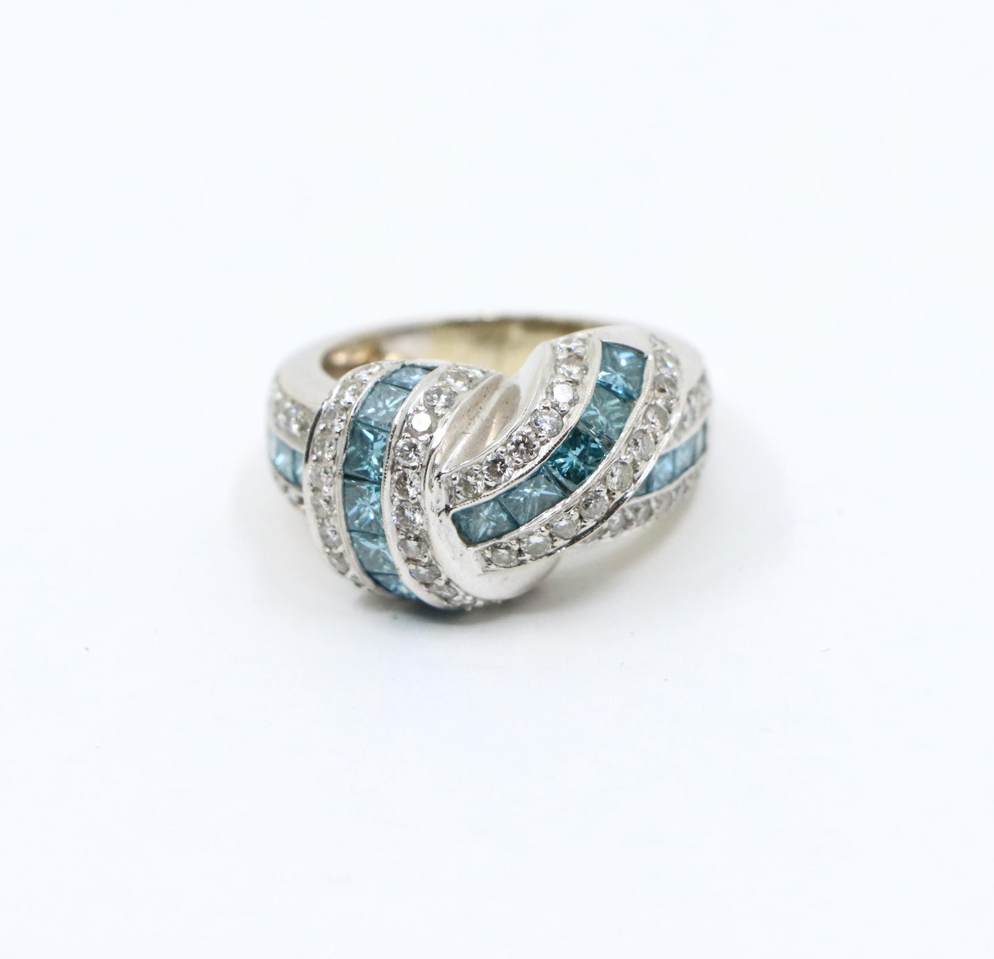 Platinum White & Blue Diamond Ring