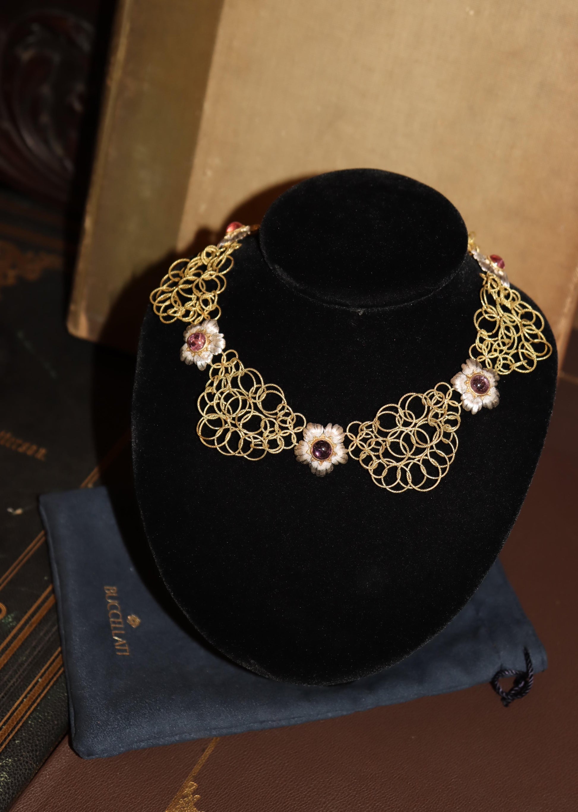 Buccellati 18K Yellow & White Gold Olympia Pink Tourmaline Necklace