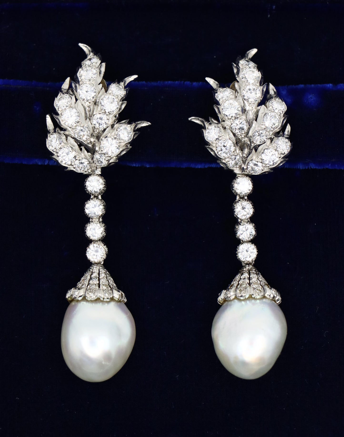 Buccellati Platinum Diamond Pearl Earrings