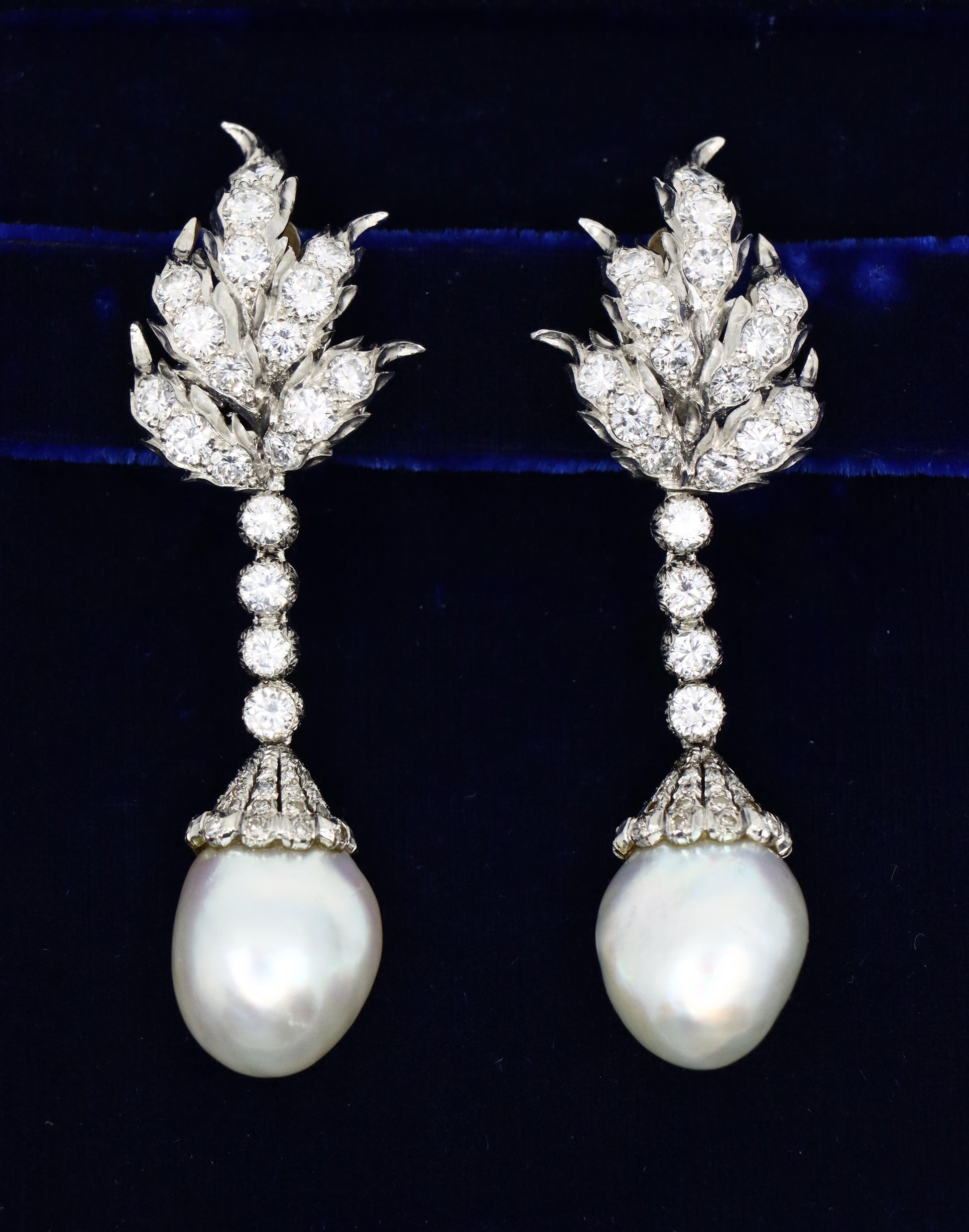 Buccellati Platinum Diamond Pearl Earrings