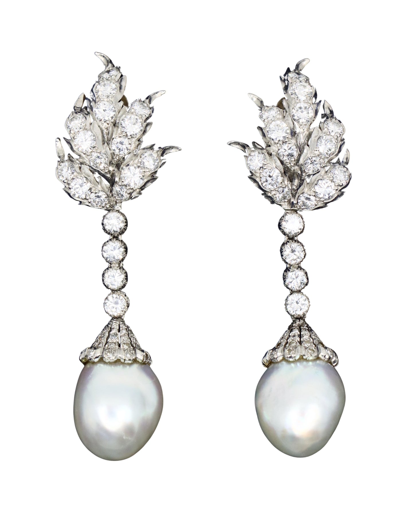 Buccellati Platinum Diamond Pearl Earrings