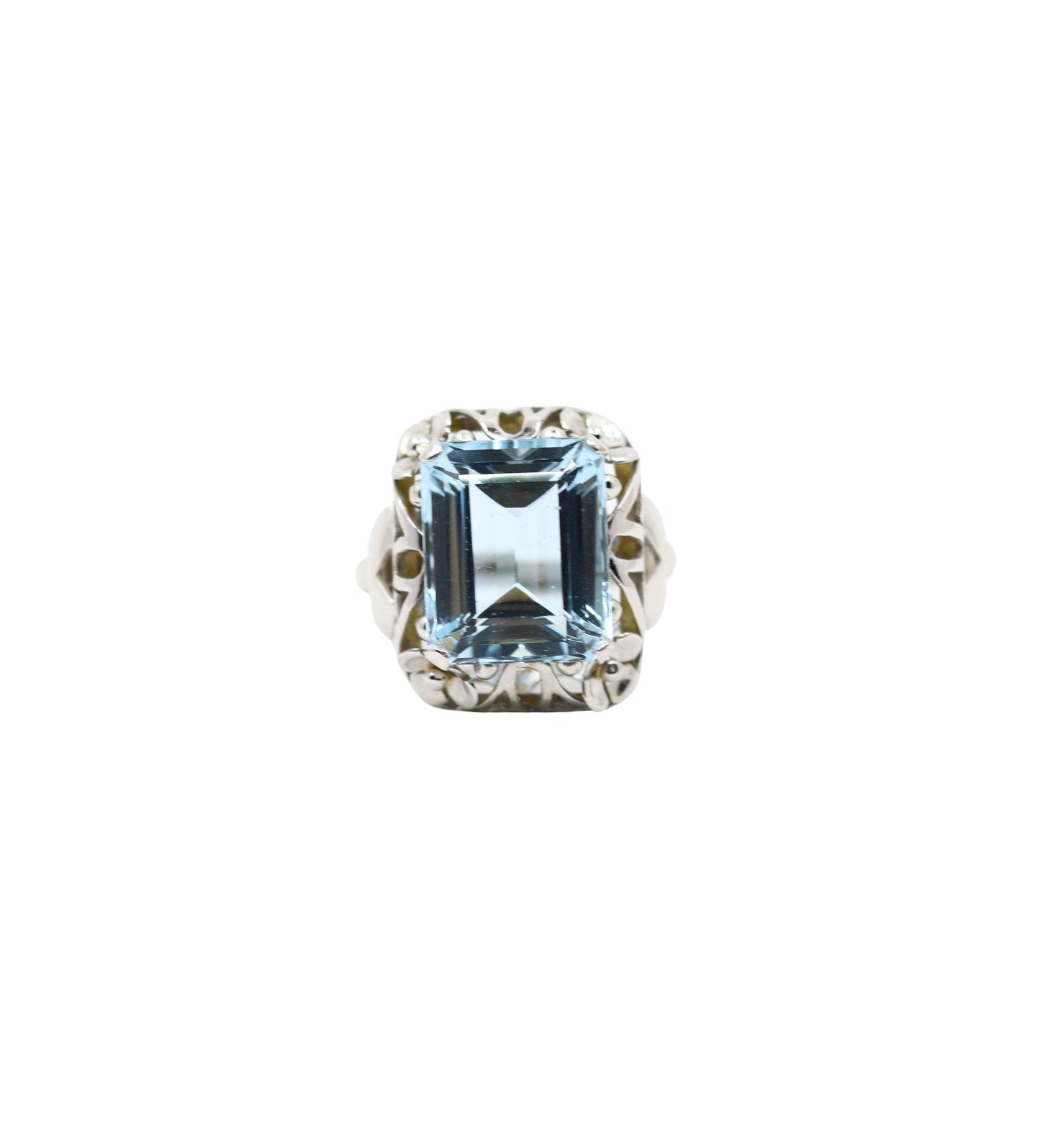 Vintage 14K White Gold Aquamarine Ring