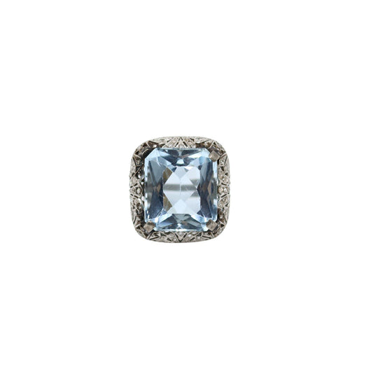 Art Deco Platinum Aquamarine Ring