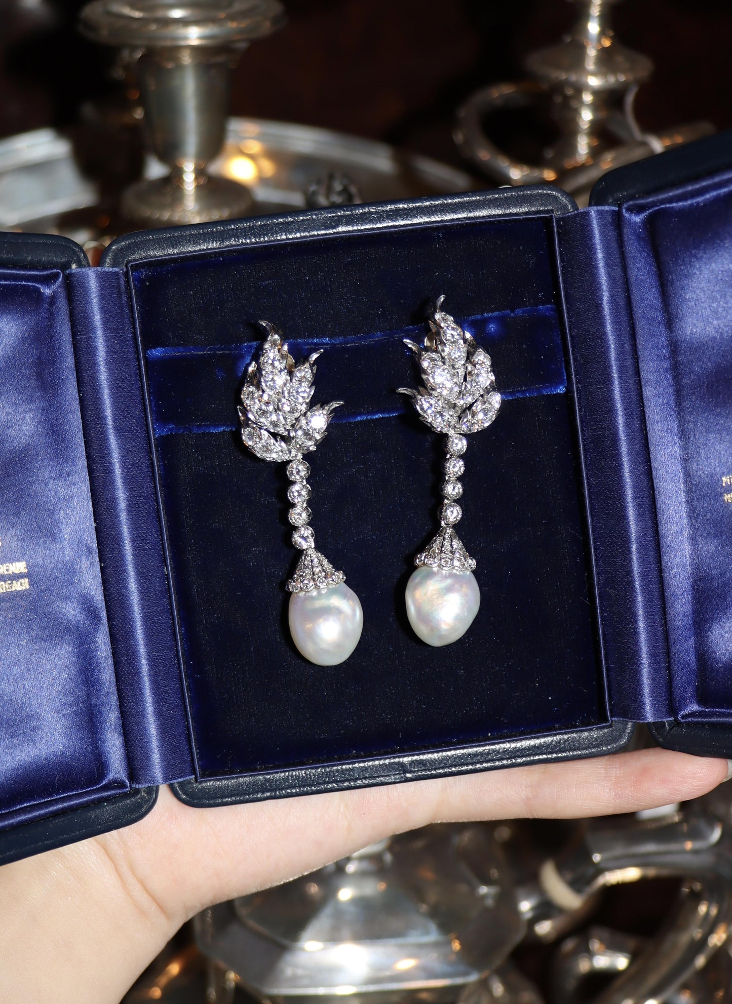 Buccellati Platinum Diamond Pearl Earrings