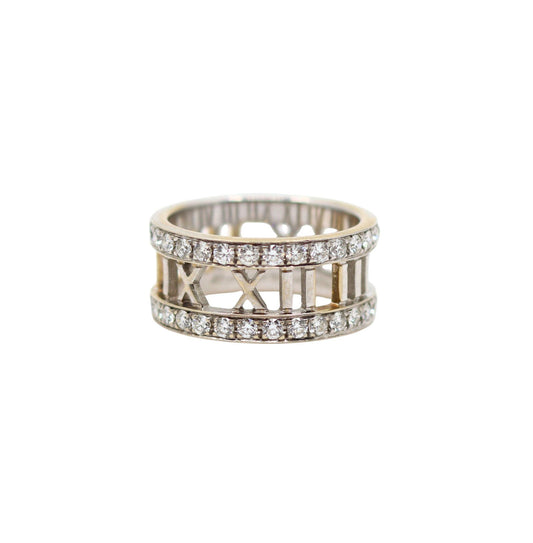 Vintage Tiffany & Co 18K White Gold Diamonds Open Atlas Ring