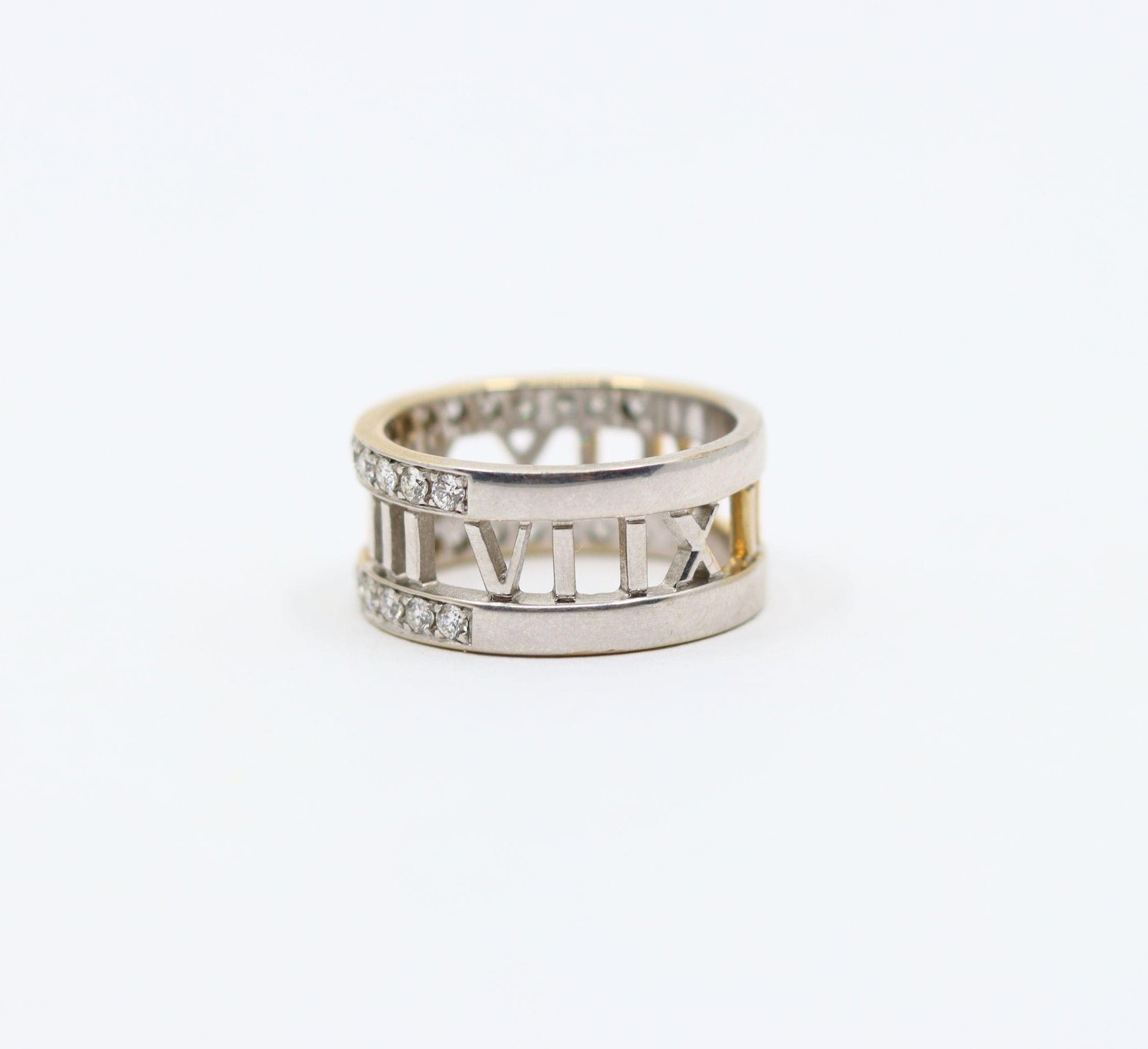 Vintage Tiffany & Co 18K White Gold Diamonds Open Atlas Ring