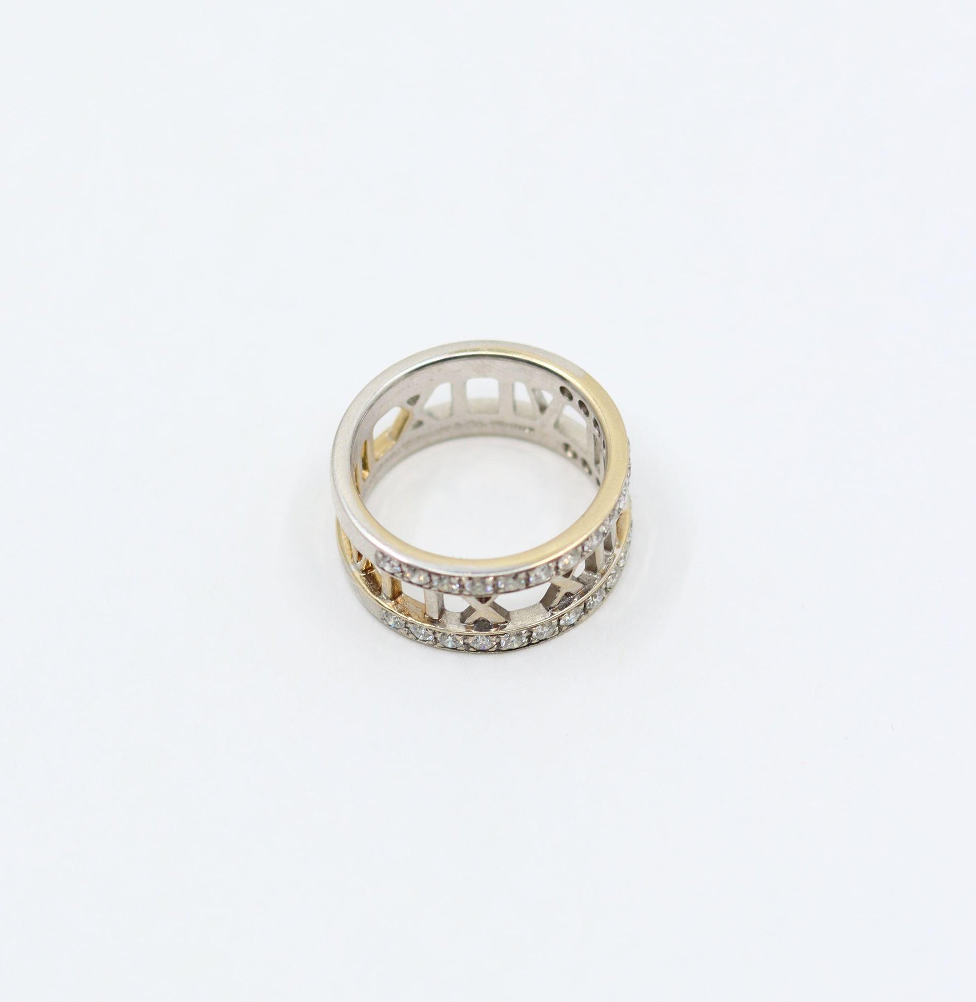 Vintage Tiffany & Co 18K White Gold Diamonds Open Atlas Ring