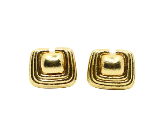 Vintage David Webb 18K Gold Textured Earring
