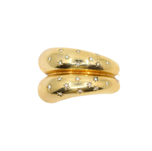 14K Gold Star Etched Diamond Brooch Pin