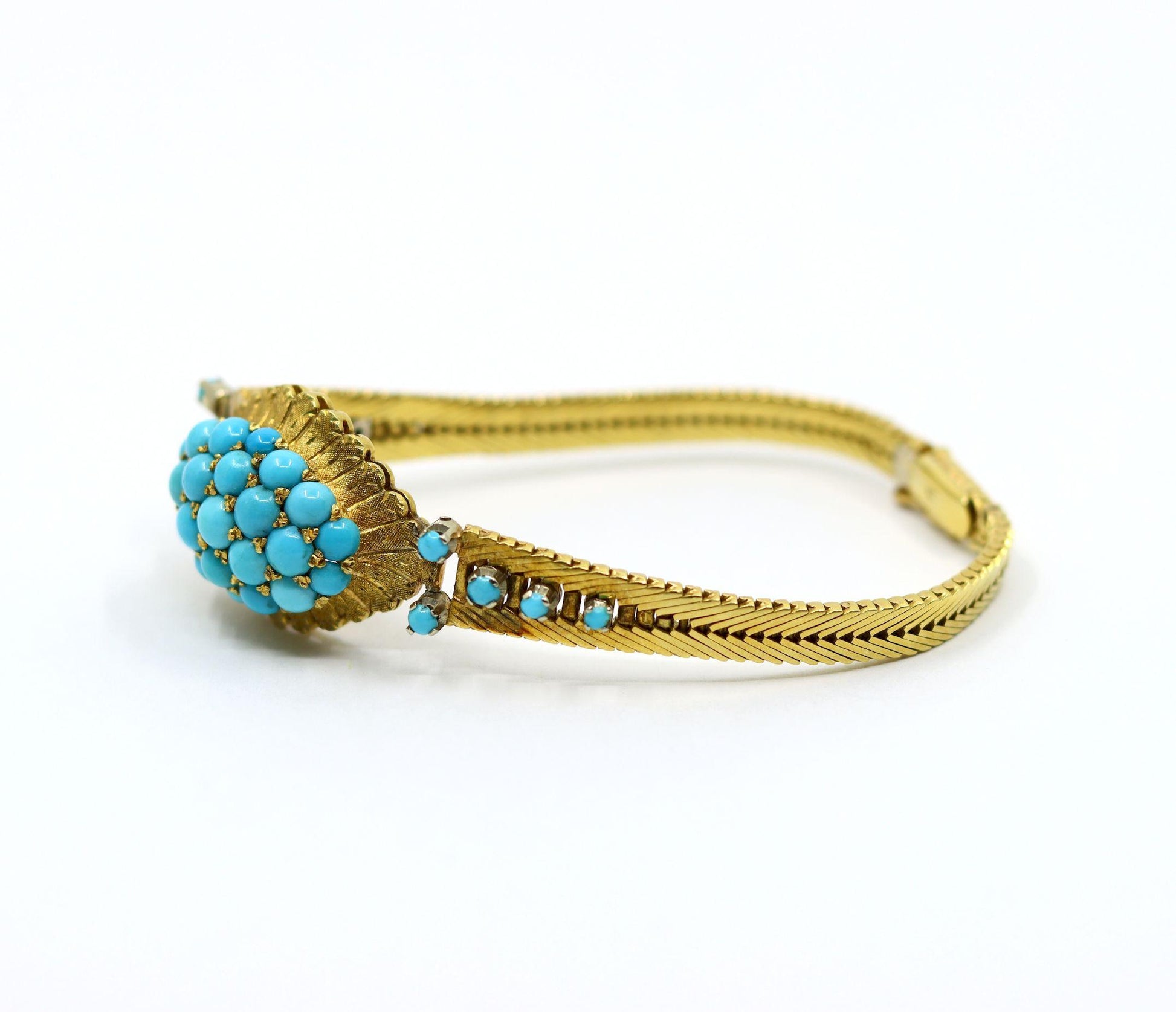 Vintage 18K Gold Turquoise Bead Bracelet