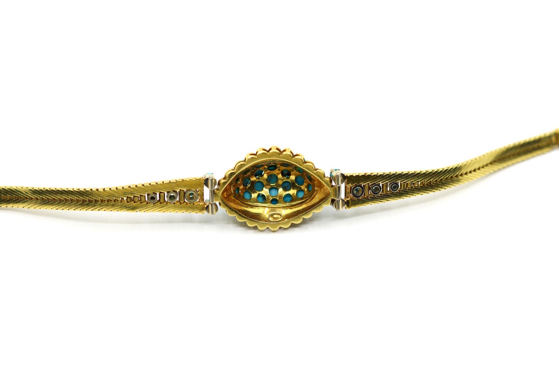 Vintage 18K Gold Turquoise Bead Bracelet