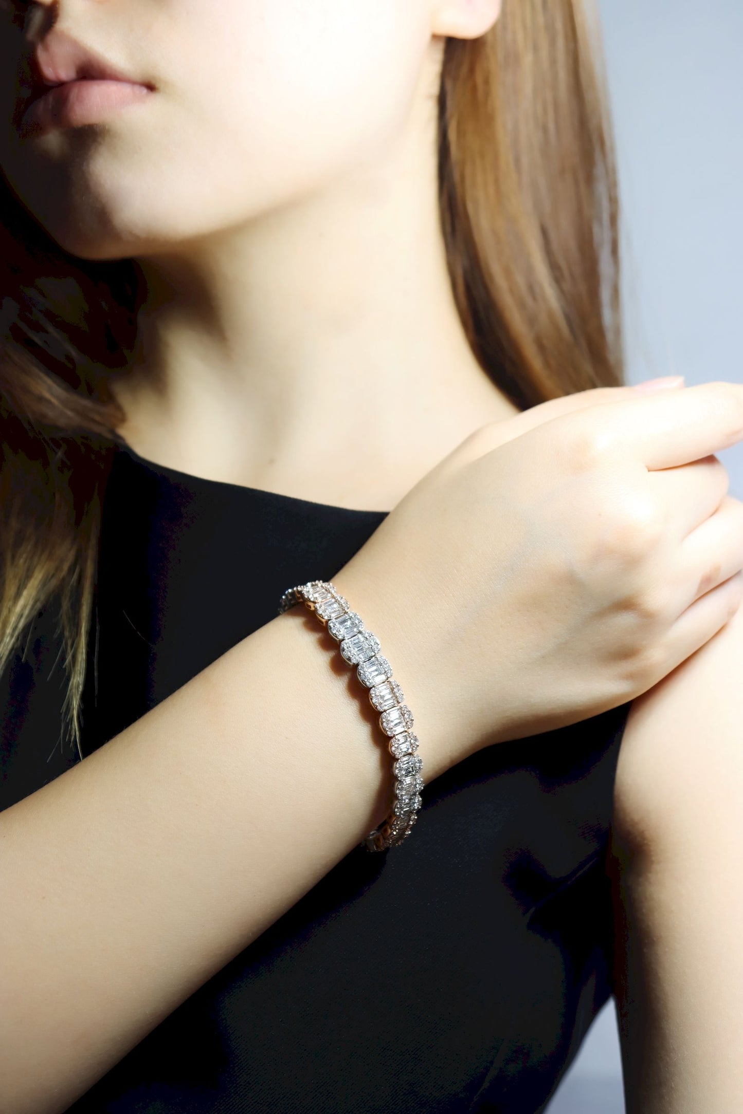 14K White & Rose Gold Diamond  Bracelet