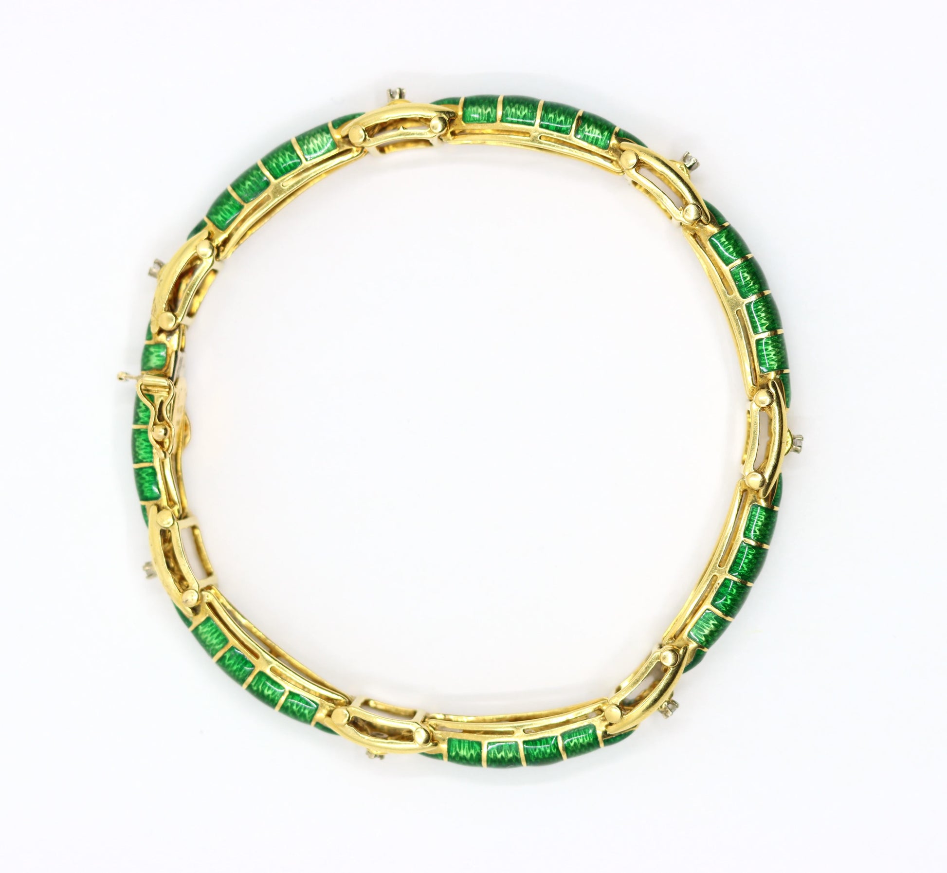 Vintage 18K Gold Enamel Diamond Bracelet