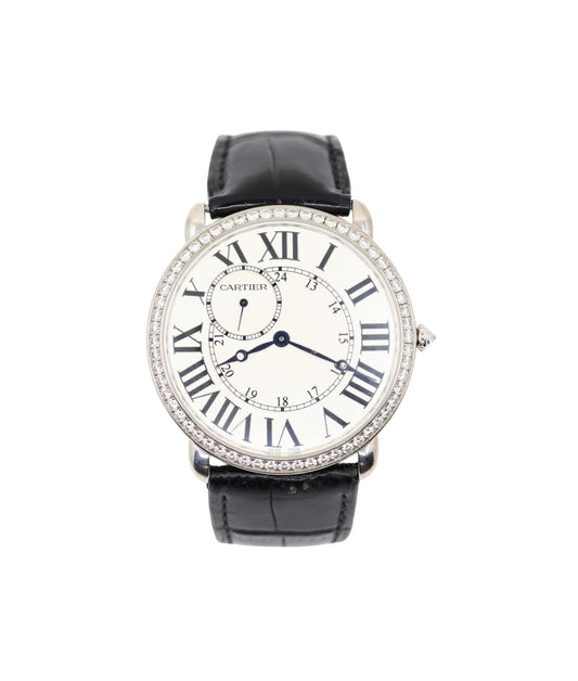 Cartier Ronde Louis 18K White Gold Diamond Watch