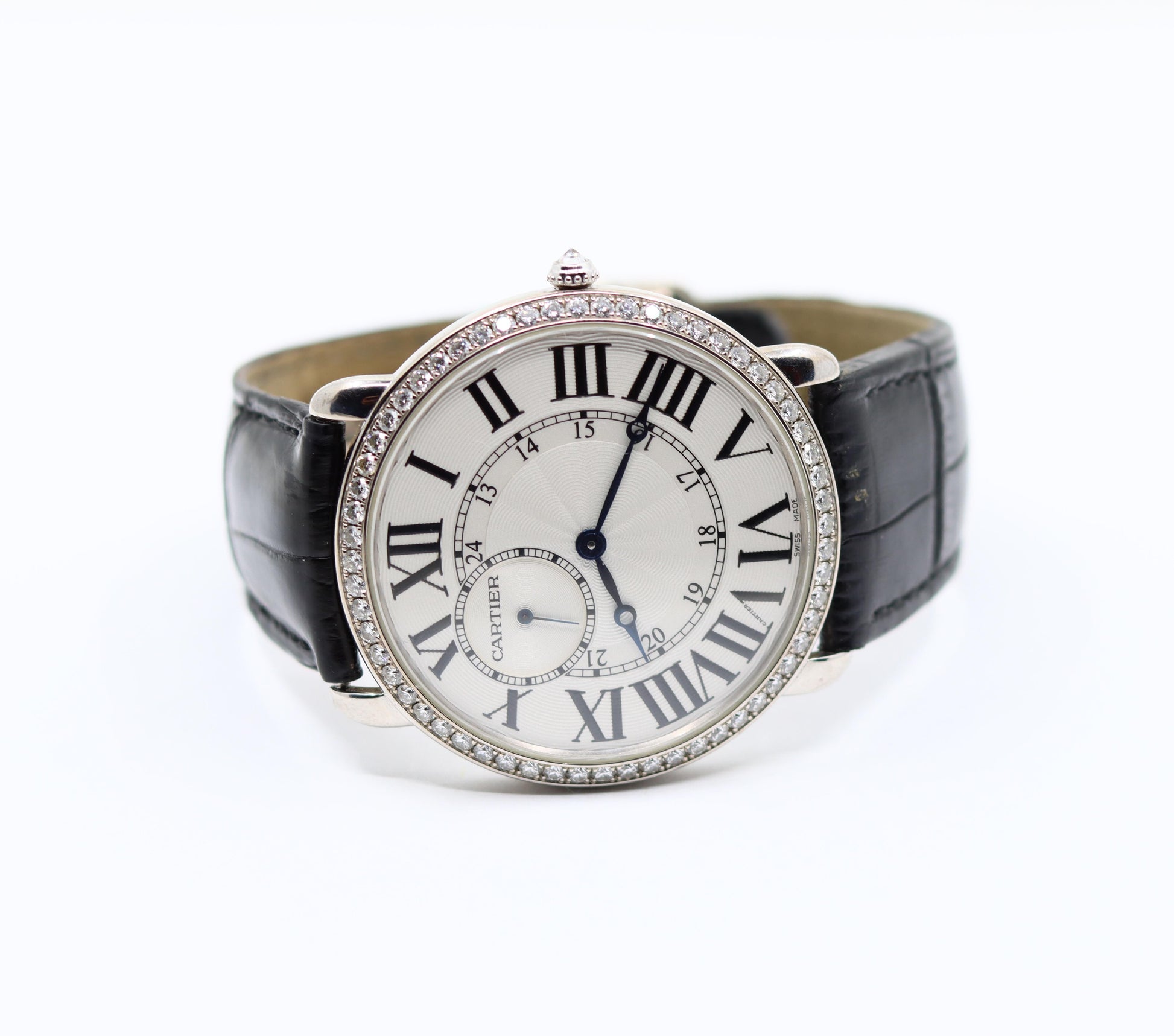 Cartier Ronde Louis 18K White Gold Diamond Watch