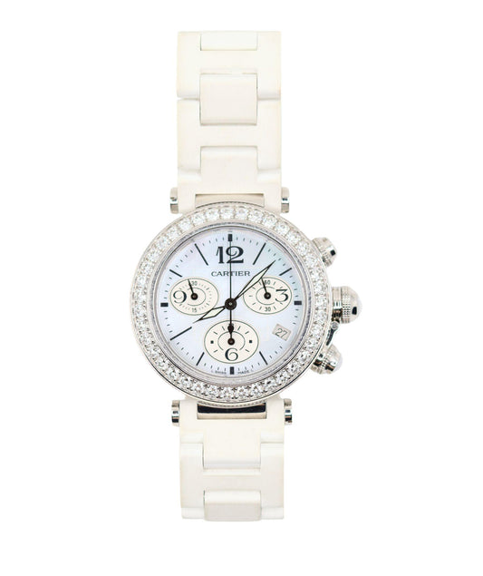 Cartier Pasha 18K White Gold Diamond Watch