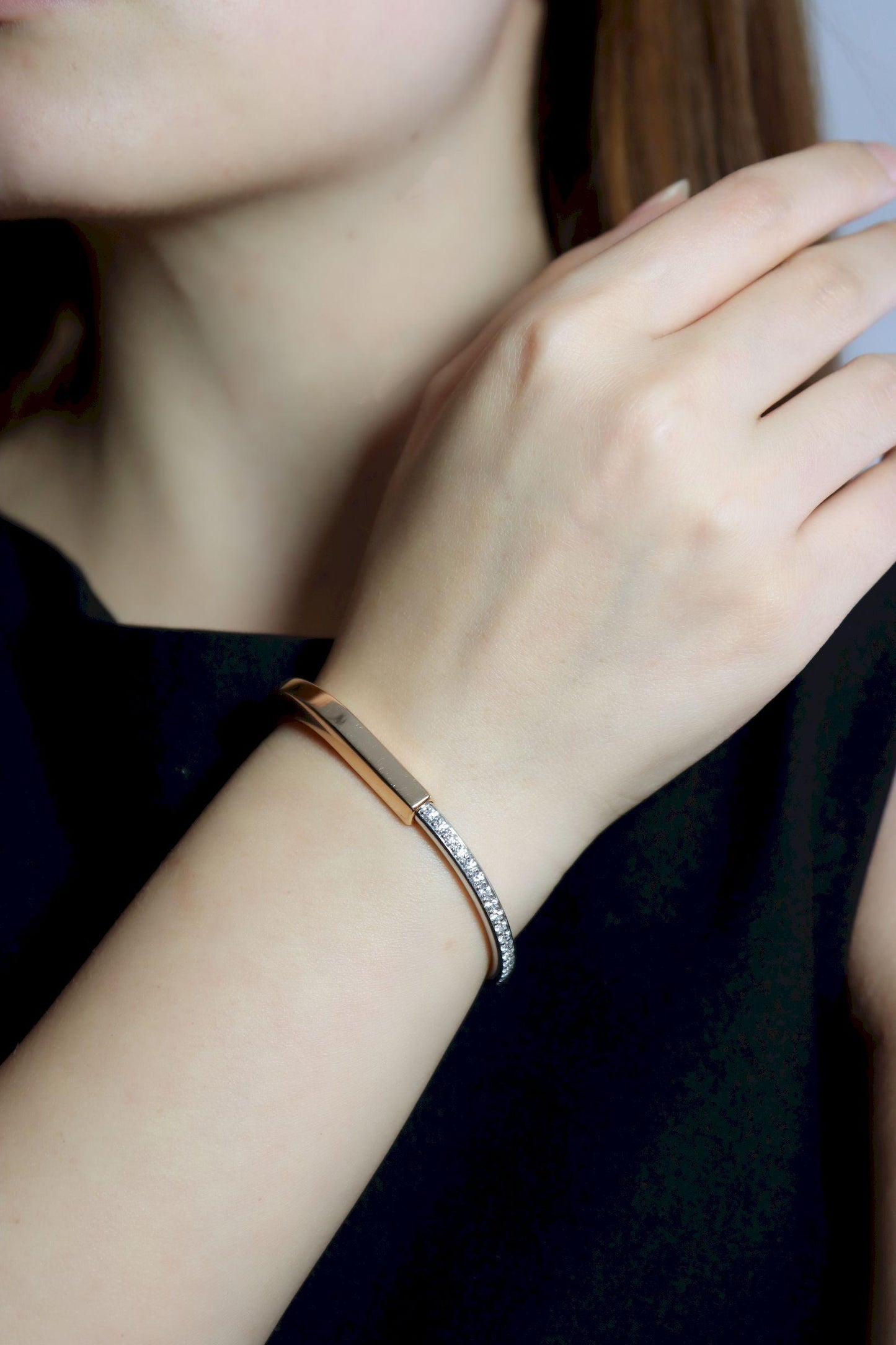 Tiffany & Co. Lock 18K White & Yellow Gold Diamond Bracelet