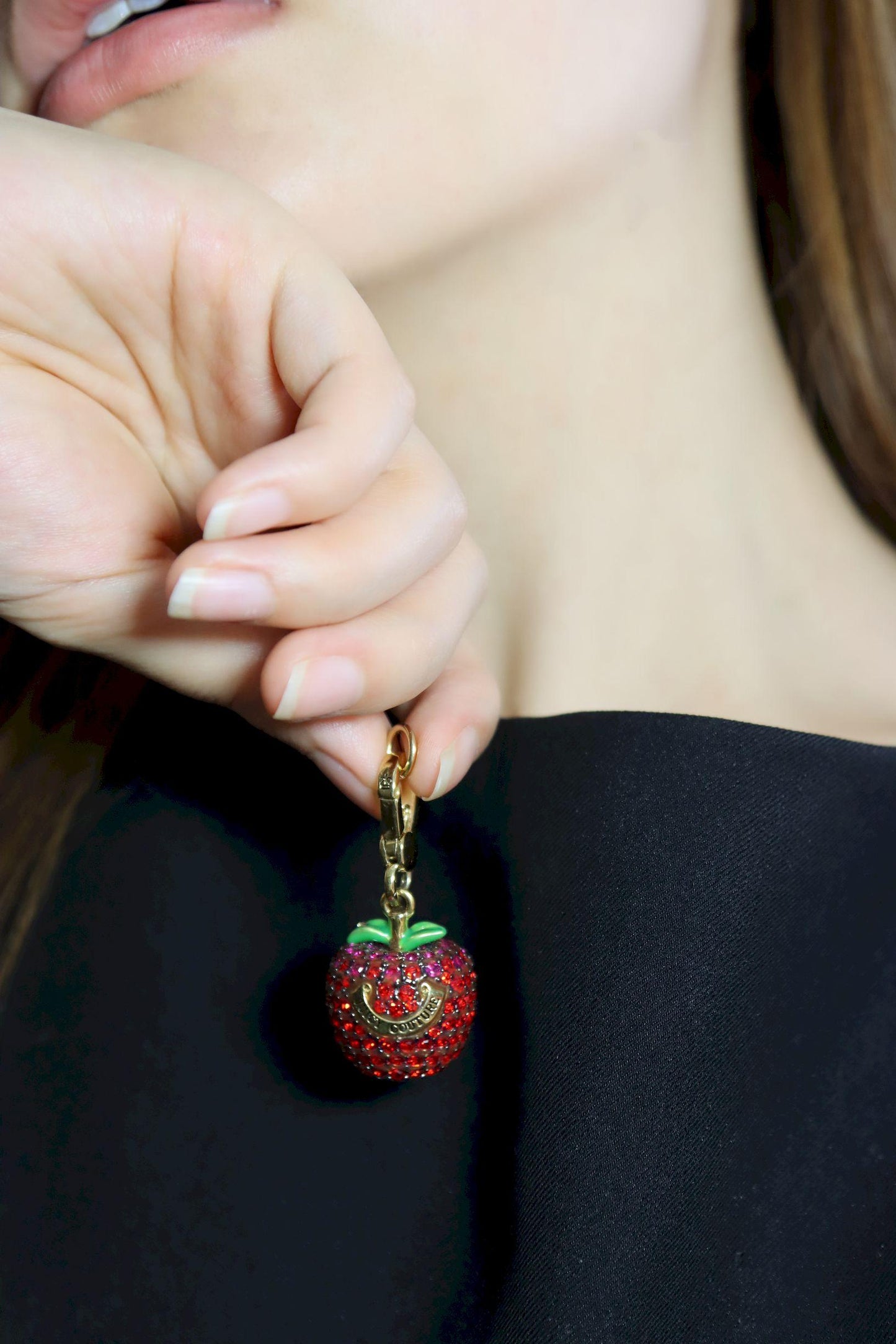 Vintage  Juicy Couture Gold Tone Rhinestone Apple Charm