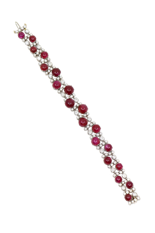 Platinum Diamond Ruby Bracelet