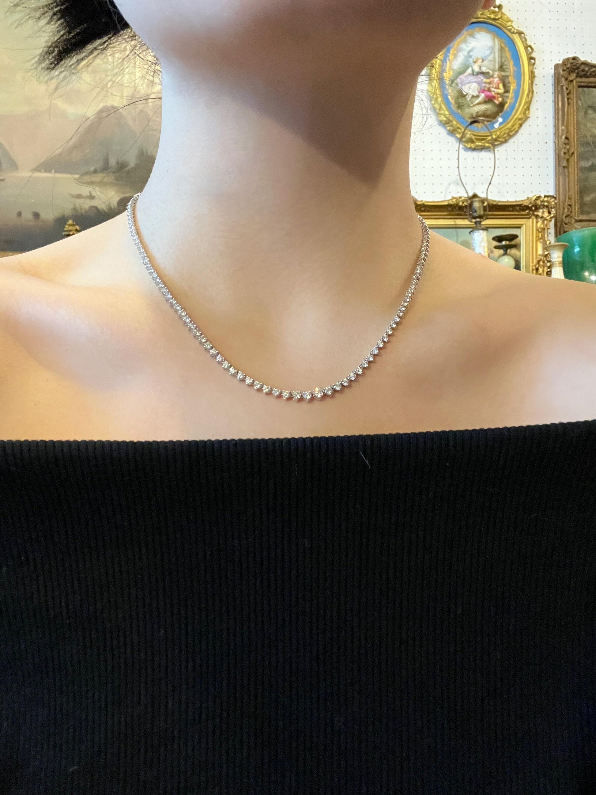 14K White Gold Diamond Necklace