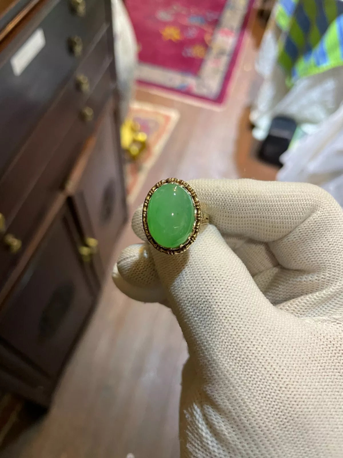 A Large GIA Certified Natural Jadeite Cabochon Ring - ON HOLD FOR CLIENT