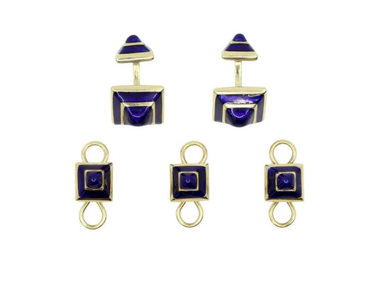 Vintage David Webb 18K Gold Enamel Cufflink Set