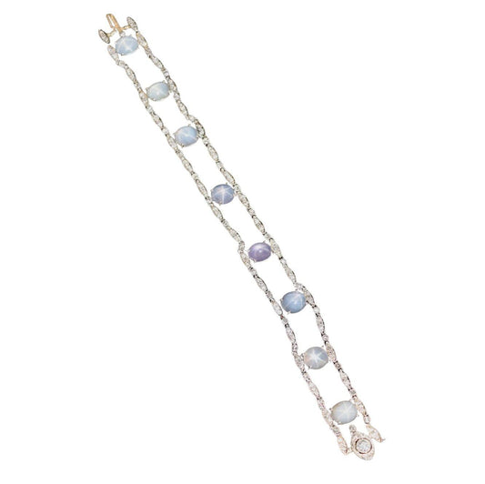 Vintage Tiffany & Co. Platinum Diamond Star Sapphire Bracelet