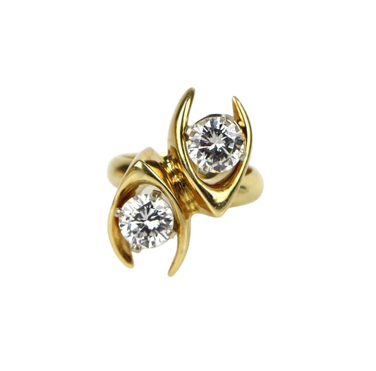 18K Gold GIA Certified Toi et Moi Diamond Ring