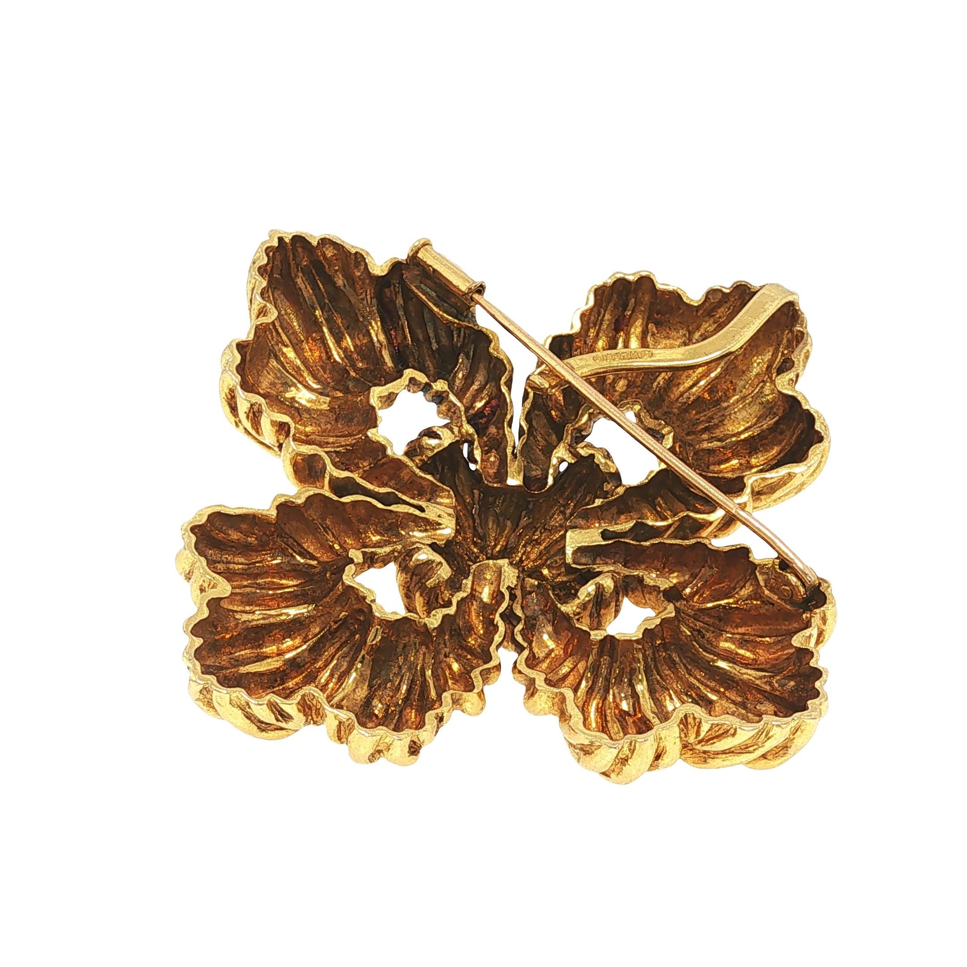 Large David Webb 18K Yellow Gold Convertible Floral Brooch Pendant