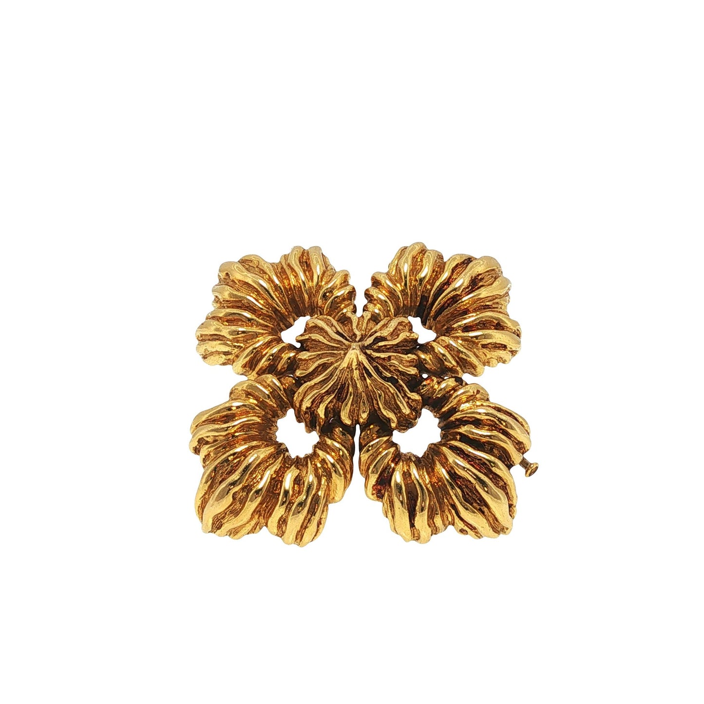 Large David Webb 18K Yellow Gold Convertible Floral Brooch Pendant