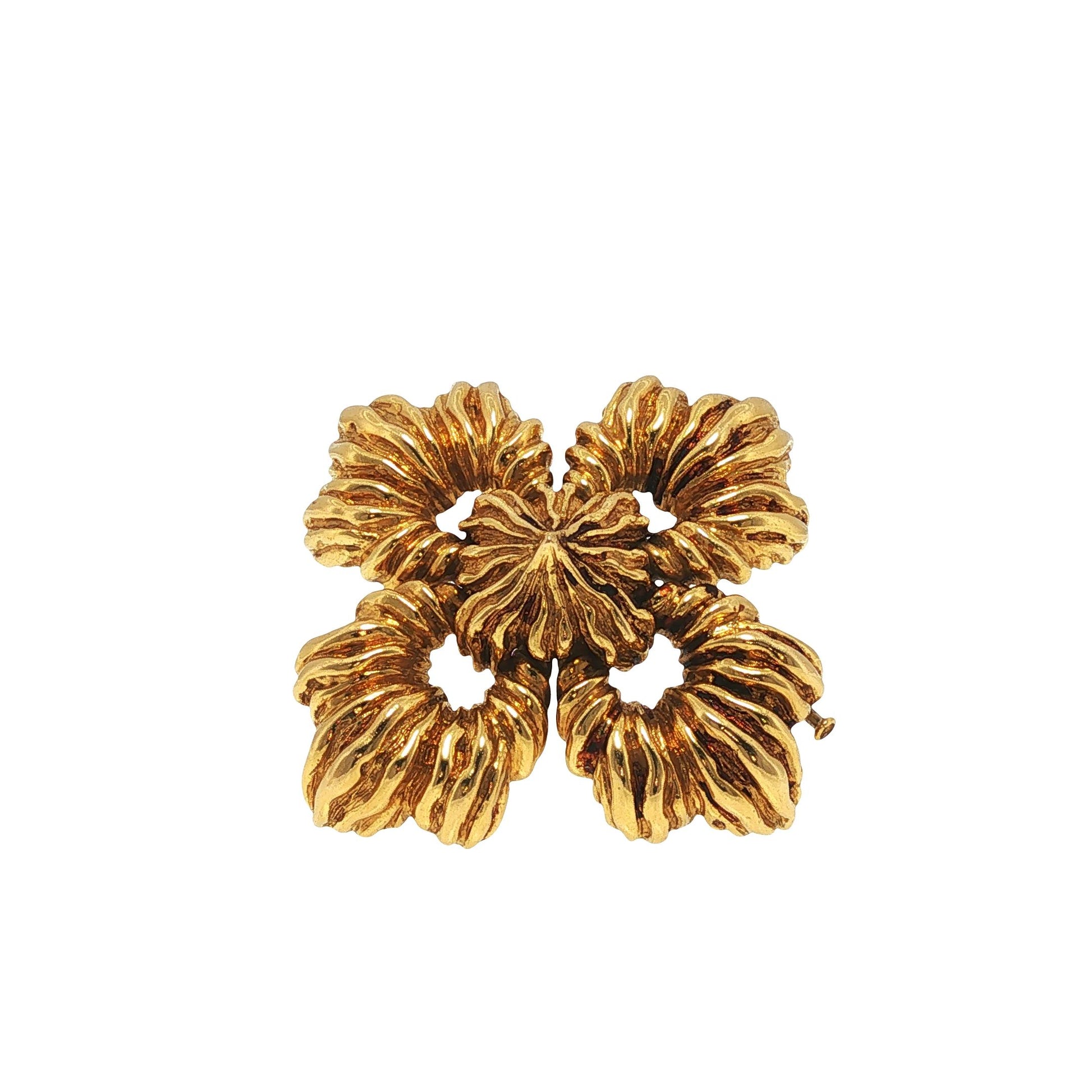 Large David Webb 18K Yellow Gold Convertible Floral Brooch Pendant
