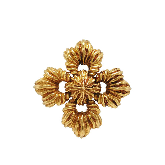 Large David Webb 18K Yellow Gold Convertible Floral Brooch Pendant